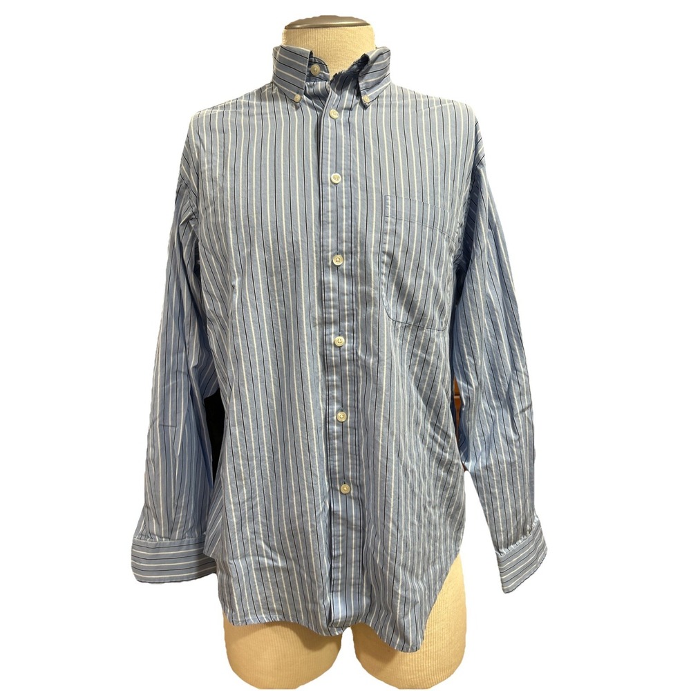 Roundtree & Yorke 80's Two-Ply Cotton Mens Long Sleeves Dress Shirt Size M Blue